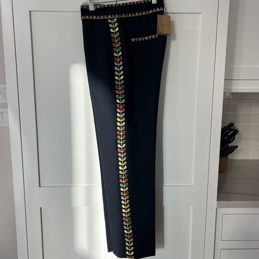 Boden Embroidered Icon Pants, US size 6R, navy, NWT